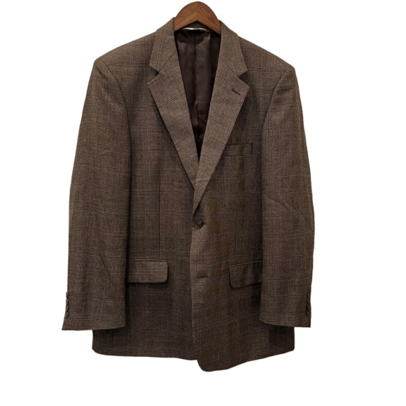 Gerald Austin Plaid Sport Coat Blazer 42 R Regular Brown - Picture 1 of 7